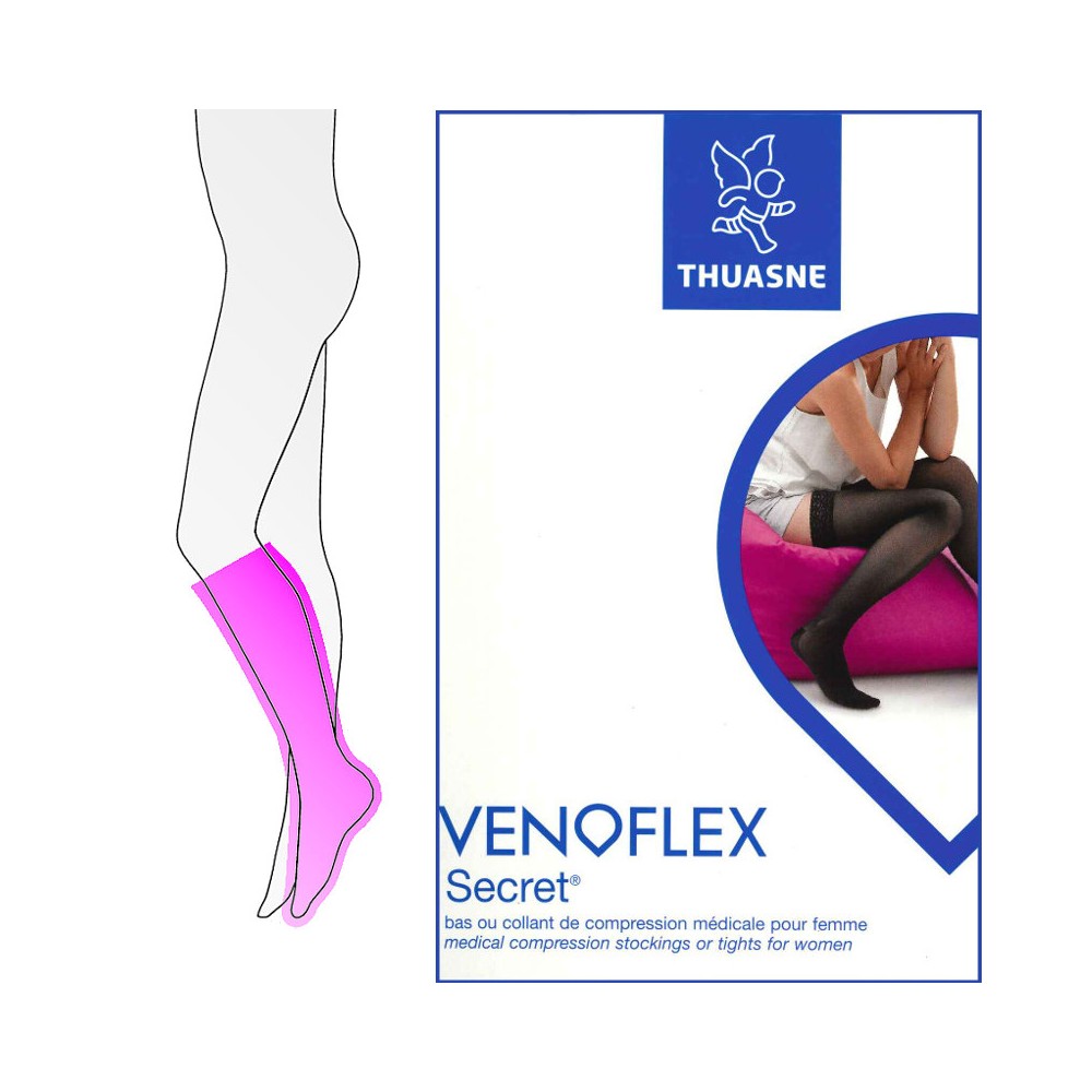 Mi-Bas Chaussette de Contention Venoflex Secret Thuasne Transparence, 7  coloris, Contention femme classe 2 - Cdiscount Santé - Mieux vivre