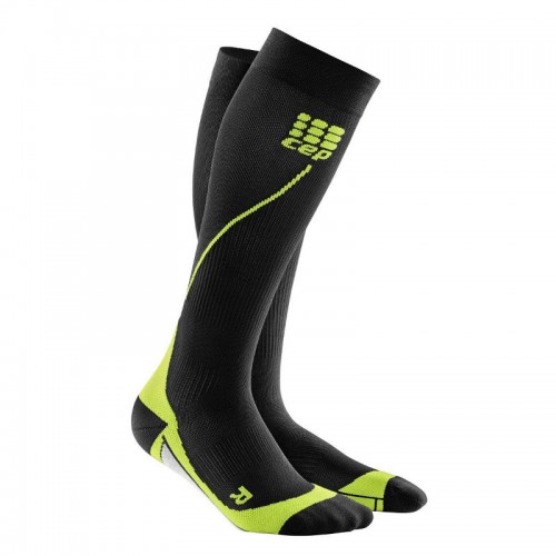 Chaussettes de compression CEP running Noires et Vertes Homme